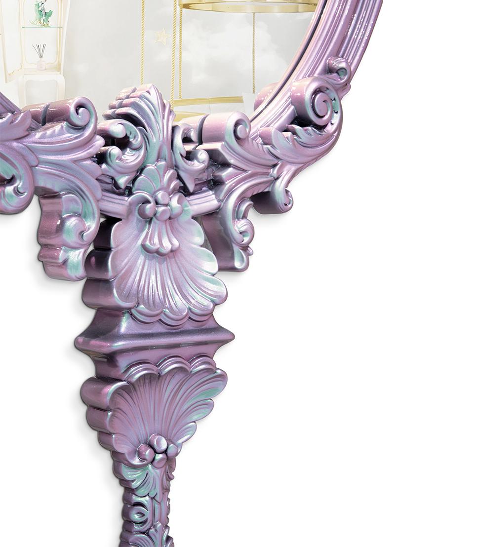 Mystic Chameleon roze wandspiegel