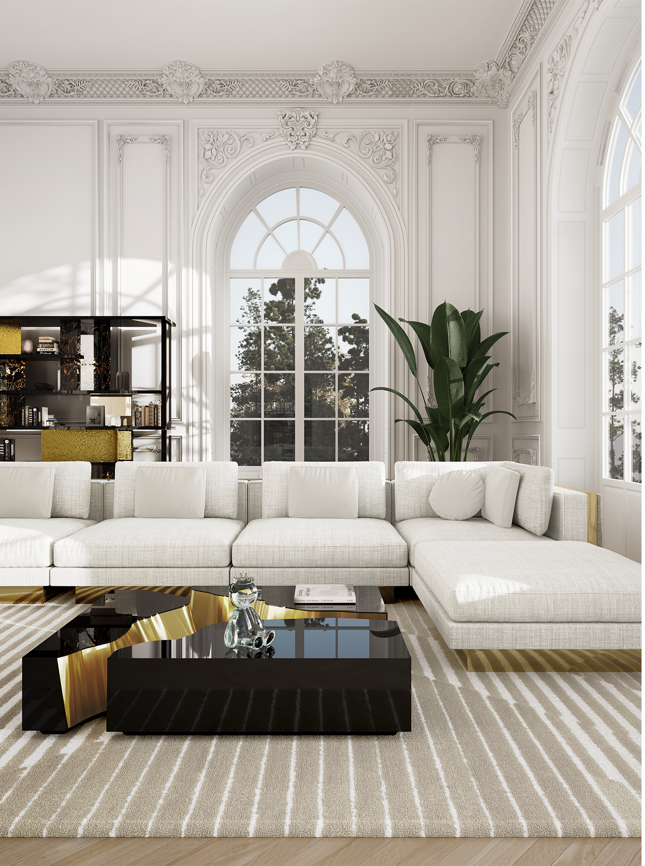 Fissure zwart gouden salontafel