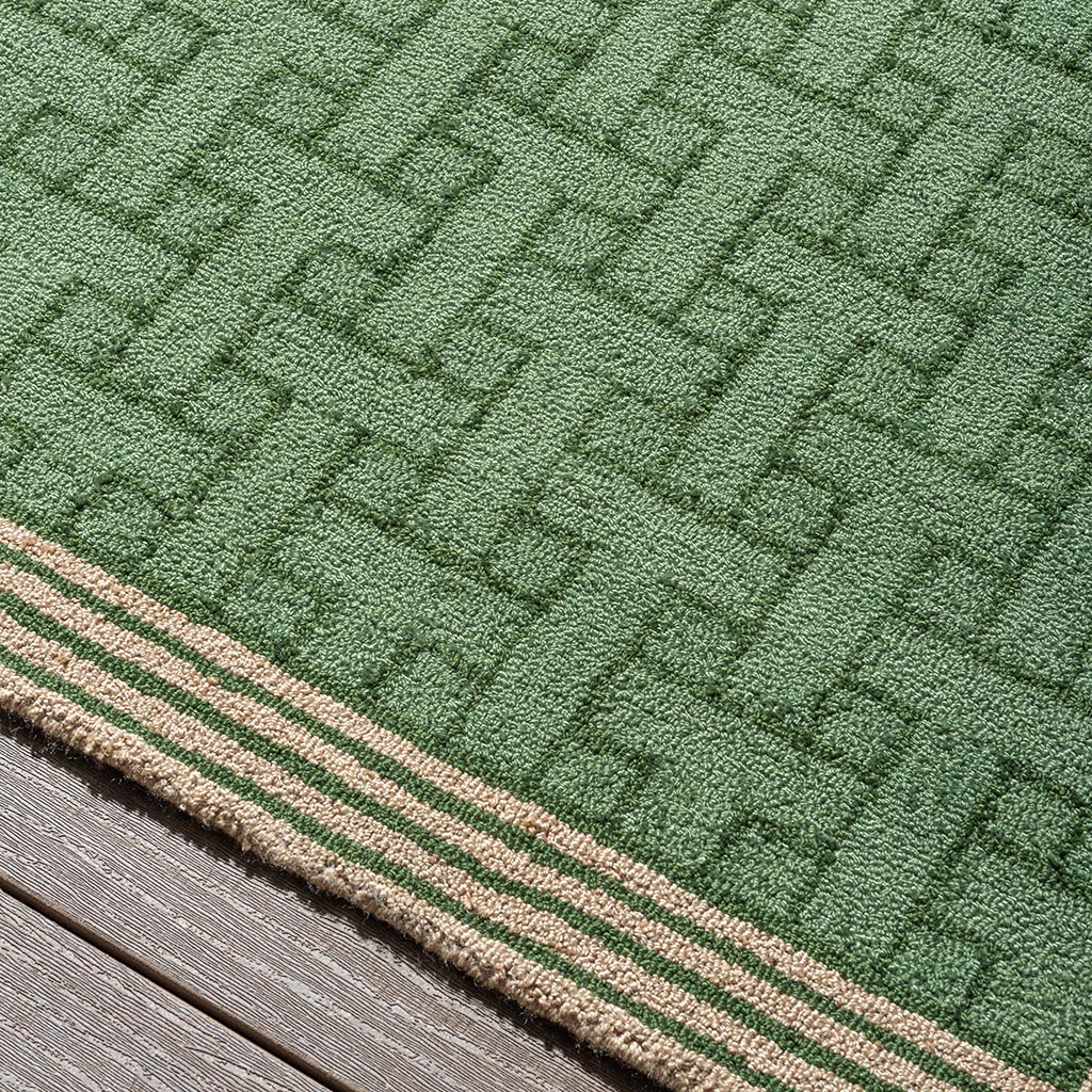 Monogram groen outdoor tapijt | Maat: 140 × 200 cm