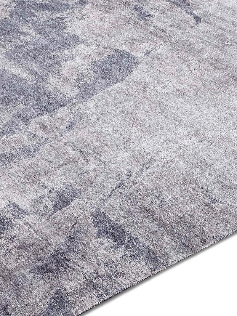 Zilver luxe handgeknoopt vloerkleed