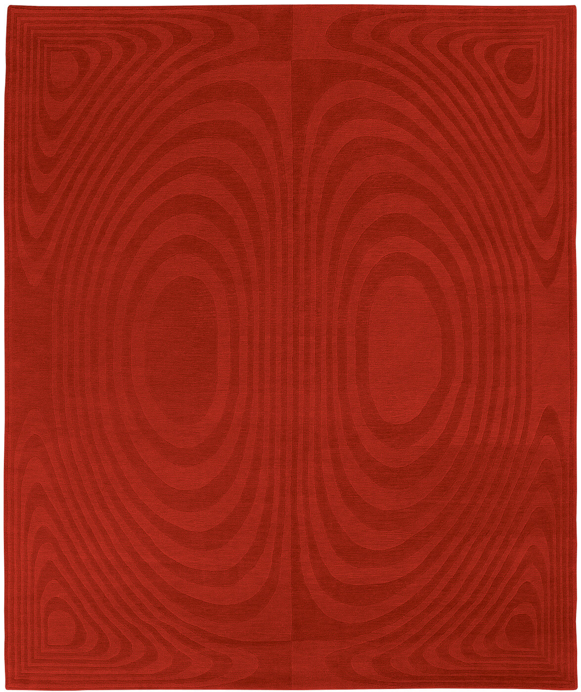 Op art rood vloerkleed