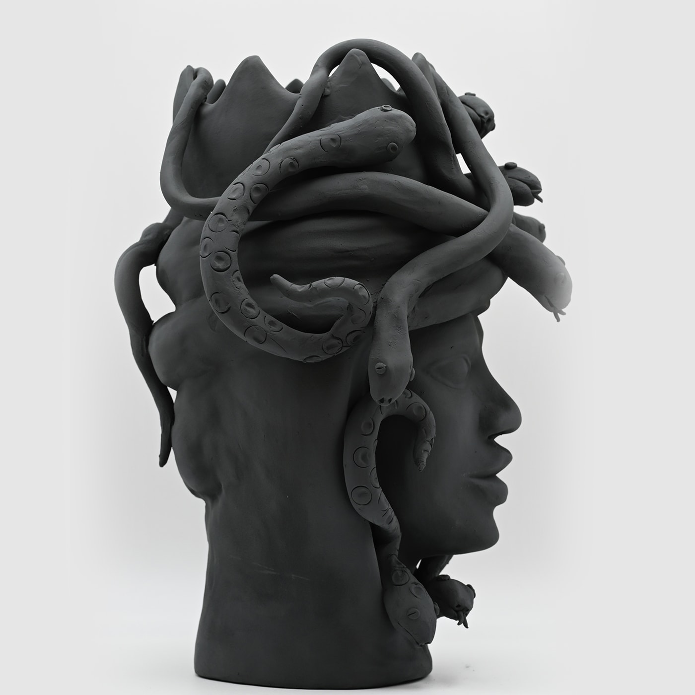 Moor's Head donkergrijze handgemaakte sculptuur