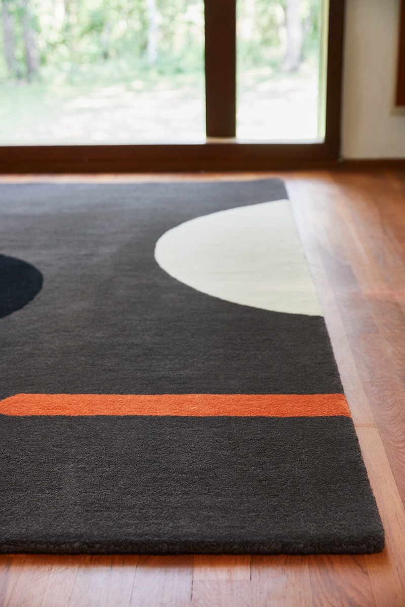 Geo flower graphite tapijt | Maat: 250 × 350 cm