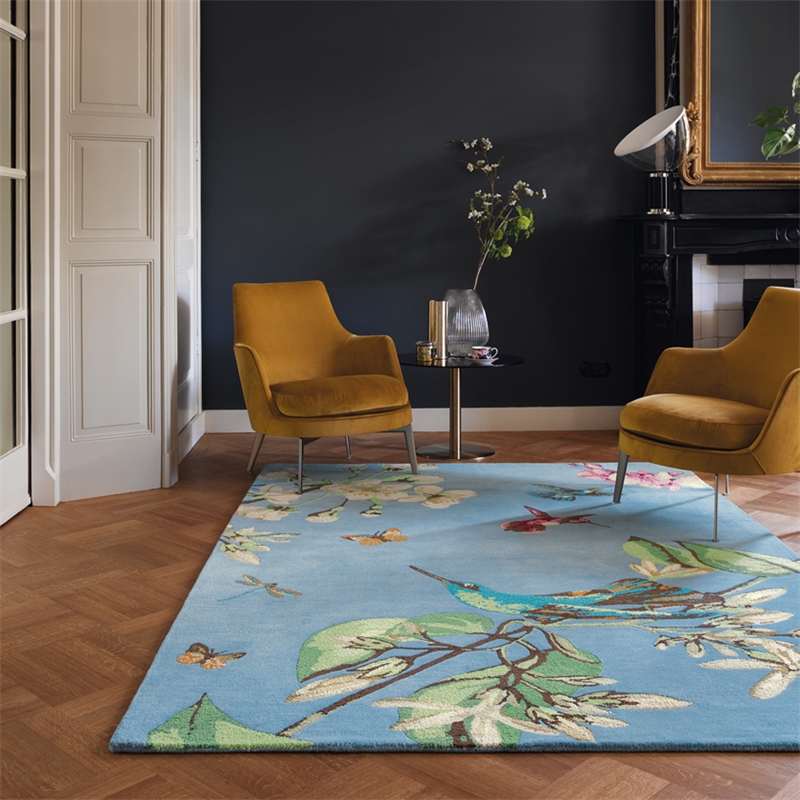 Hummingbird blauw tapijt | Maat: 120 × 180 cm