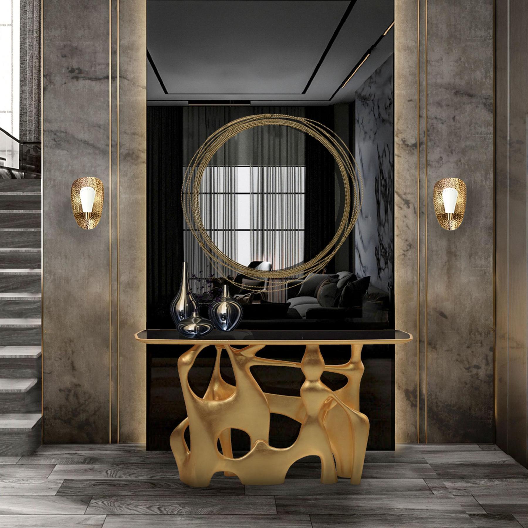 Ronde messing wandspiegel