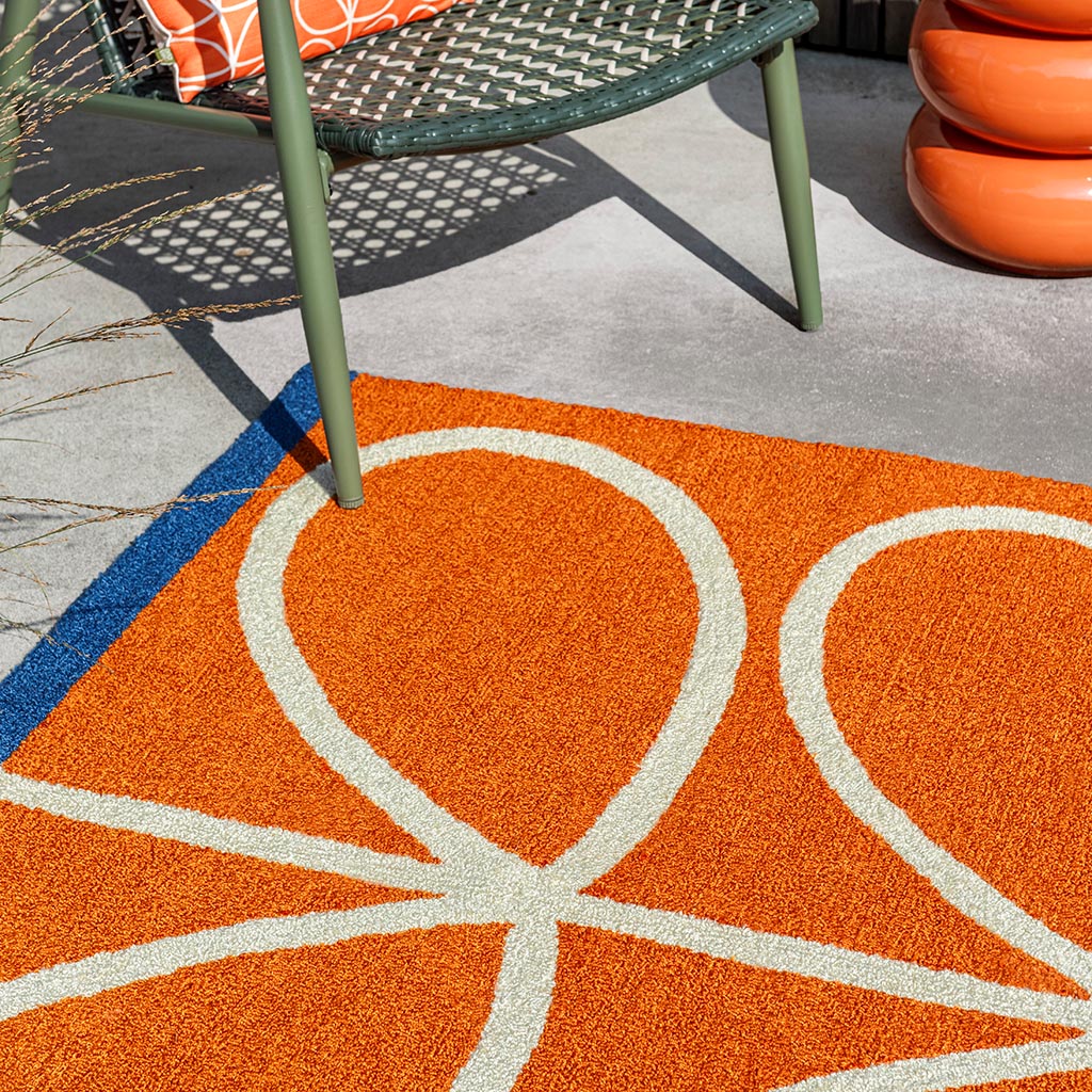 Linear stem oranje outdoor tapijt | Maat: 140 × 200 cm