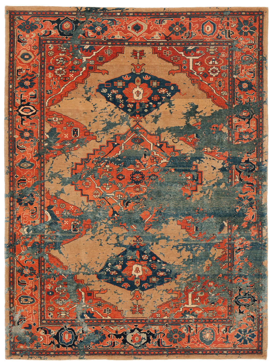 Serapi kingsbury sky donkerblauw zijde tapijt | Maat: 300 × 400 cm