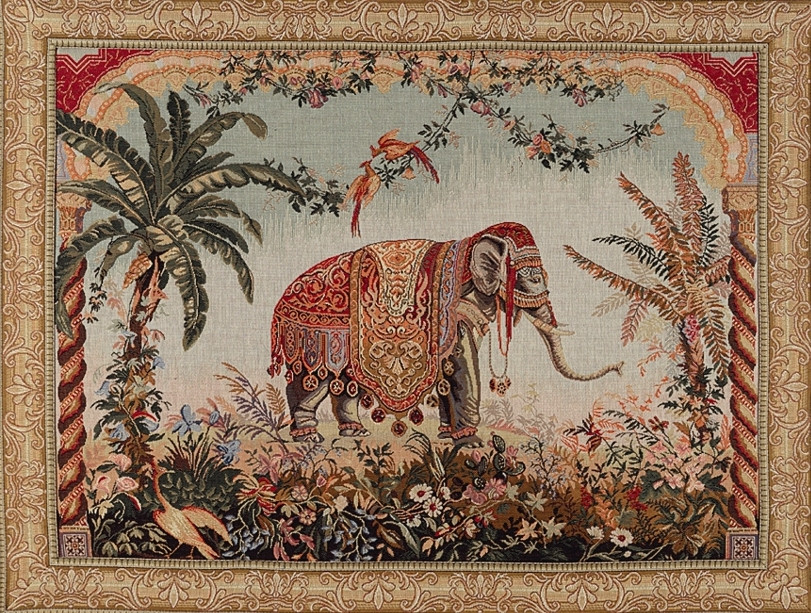 Elephant wandtapijt met rand | Maat: 75 × 100 cm