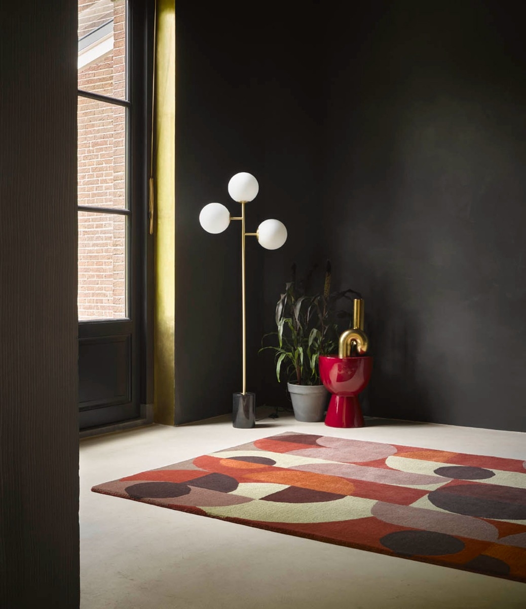 Decor cosmo rood lichtgroen tapijt | Maat: 160 × 230 cm
