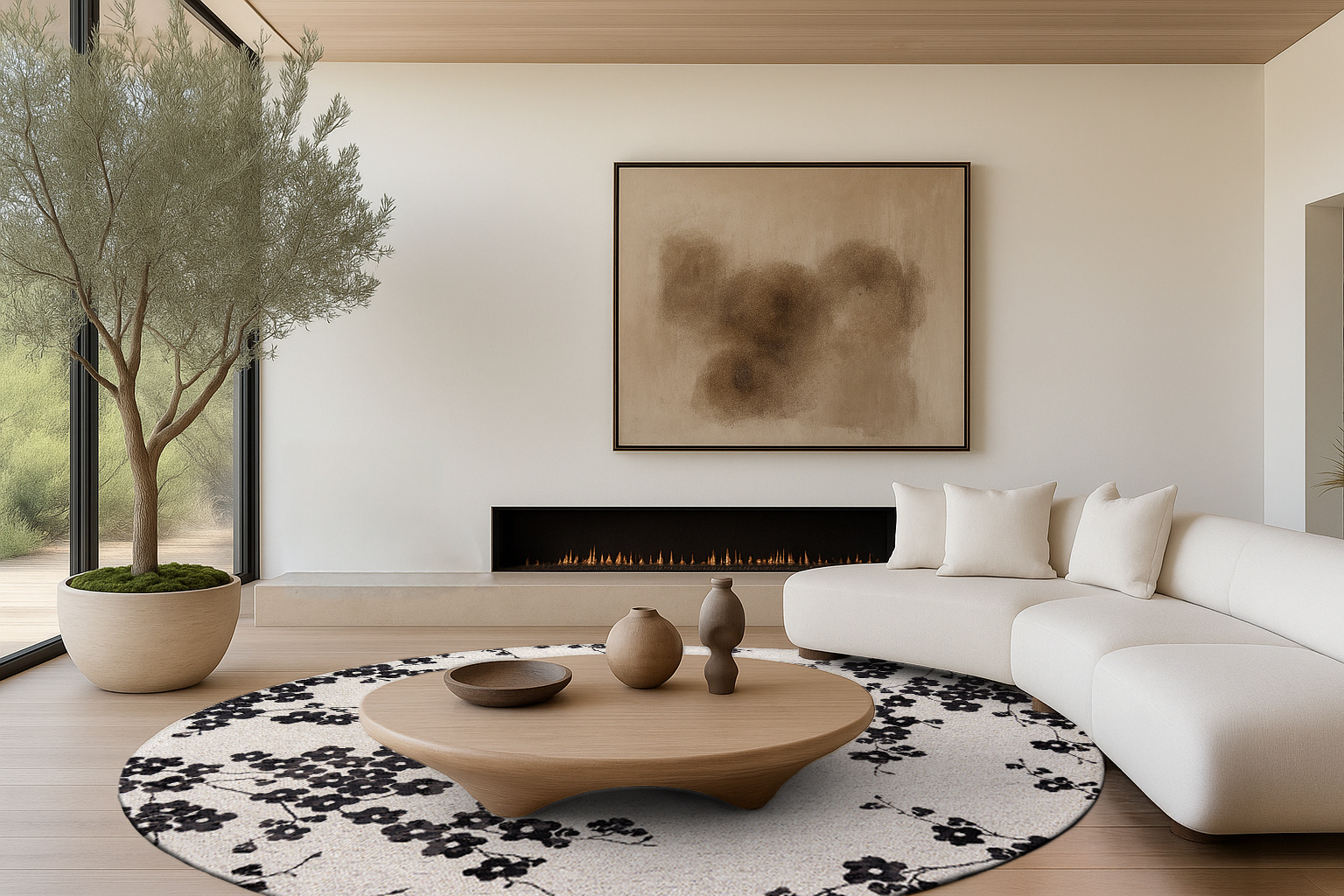 Night Snow rond tapijt | Maat: Ø 240 cm