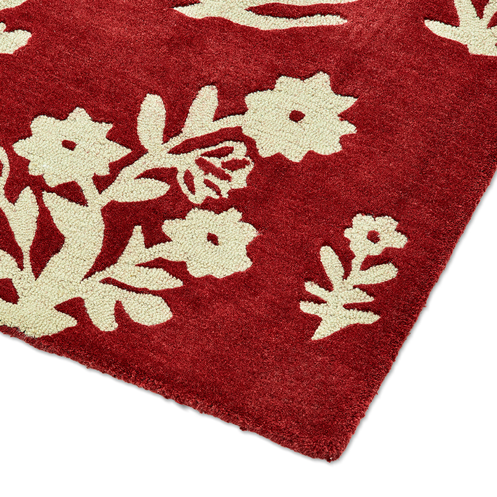 Woodland glade damson rood tapijt | Maat: 250 × 350 cm