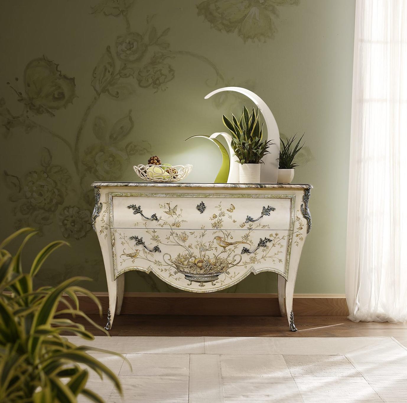 Baroque-stijl commode met beschilderd hout