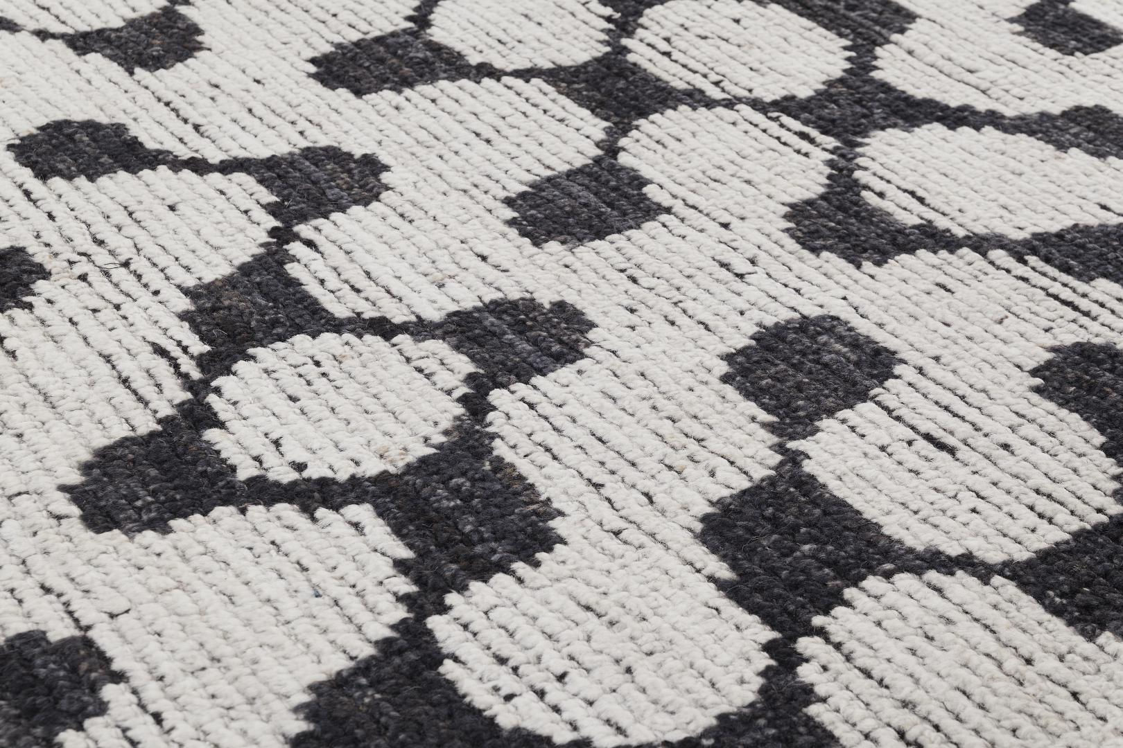 Puzzle handgeknoopt zwart & wit vloerkleed