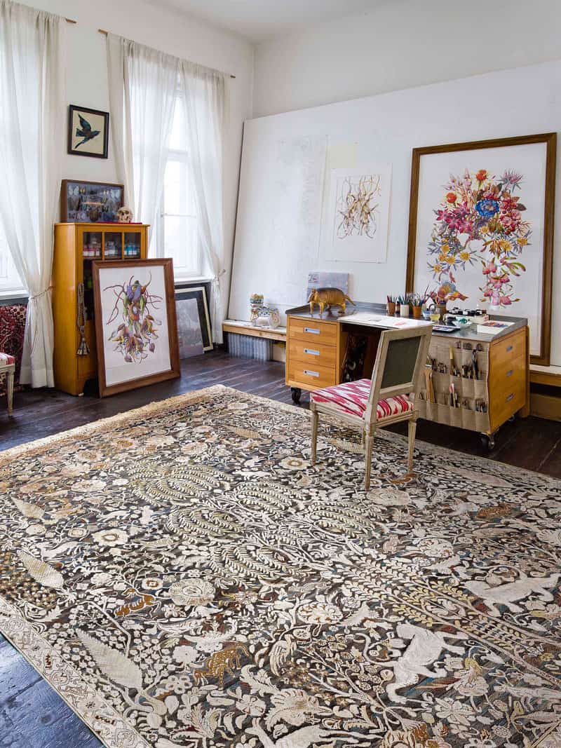 Goud / grijs handgemaakte luxe tapijt