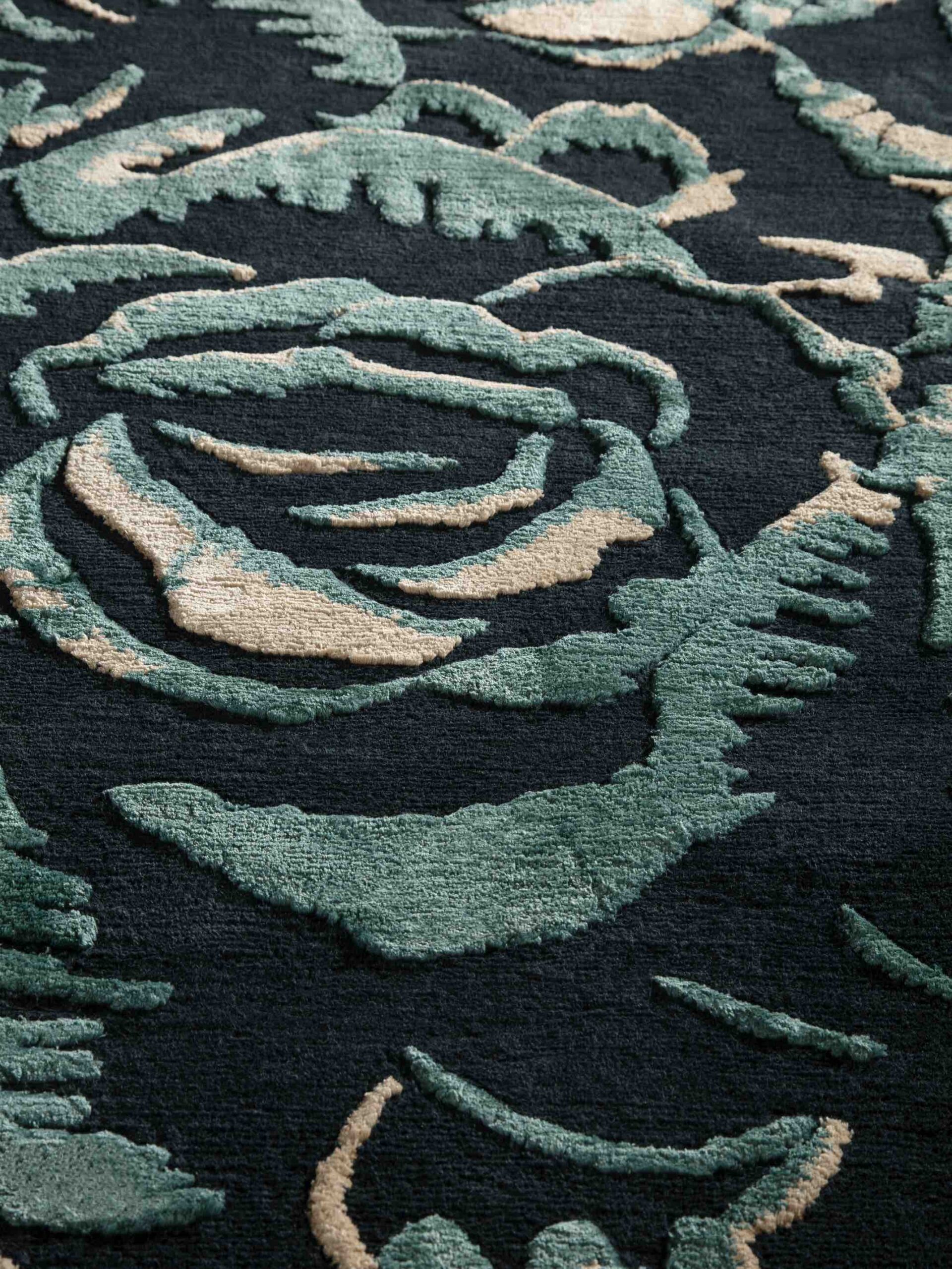 Donkere bloem designer vloerkleed