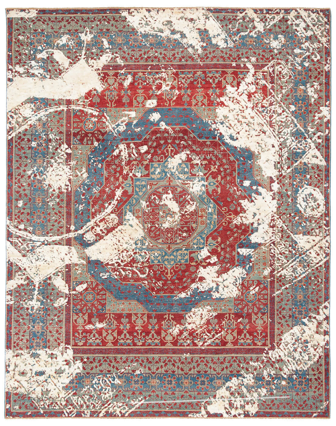 Mamluk malena rood ongeverfd zijde vloerkleed