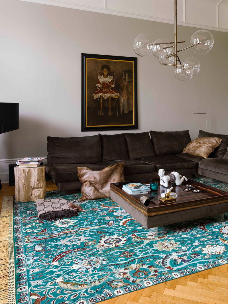 Kerman groen handgemaakte luxe vloerkleed