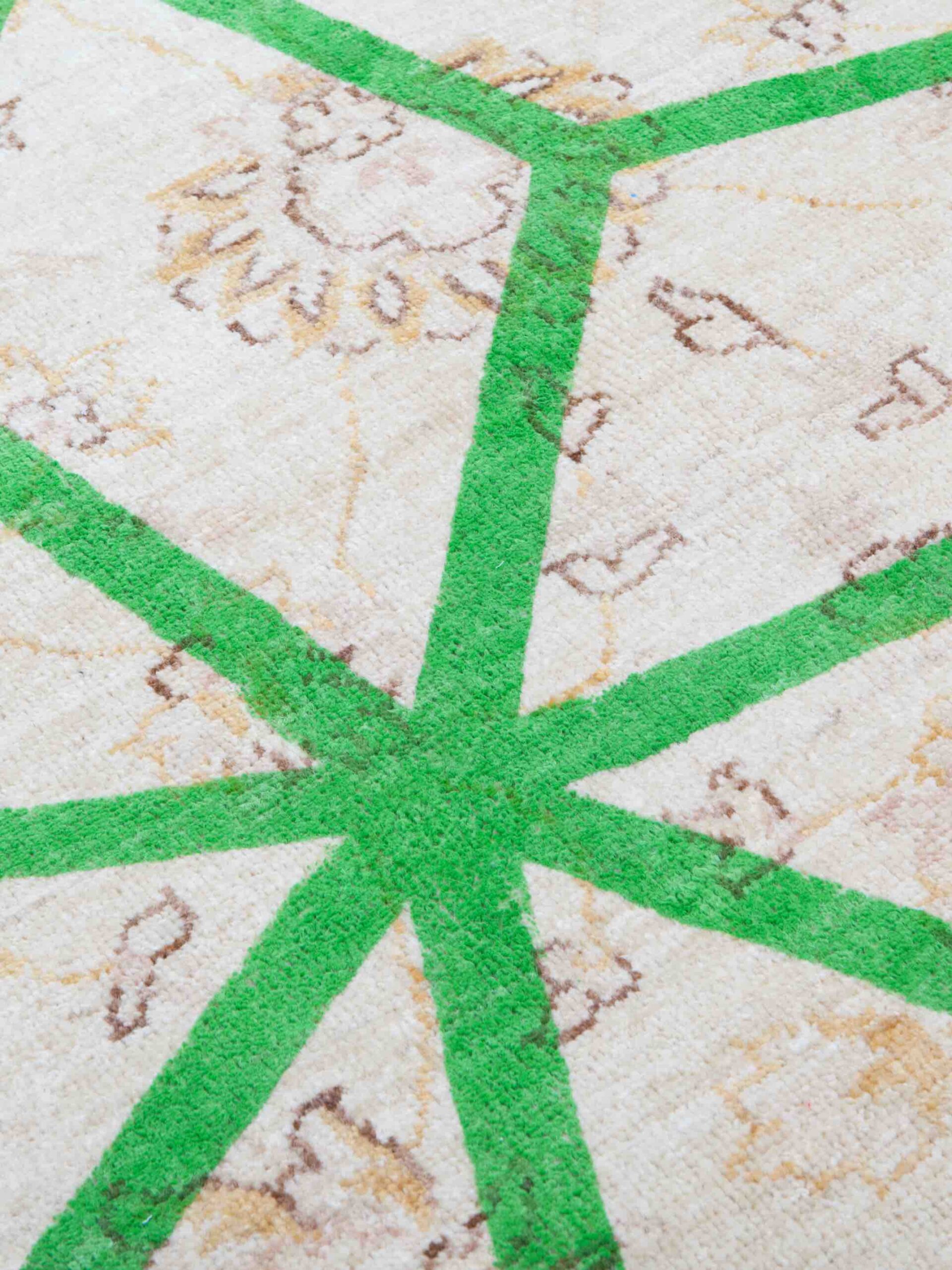 Dubbele laag groen designer vloerkleed