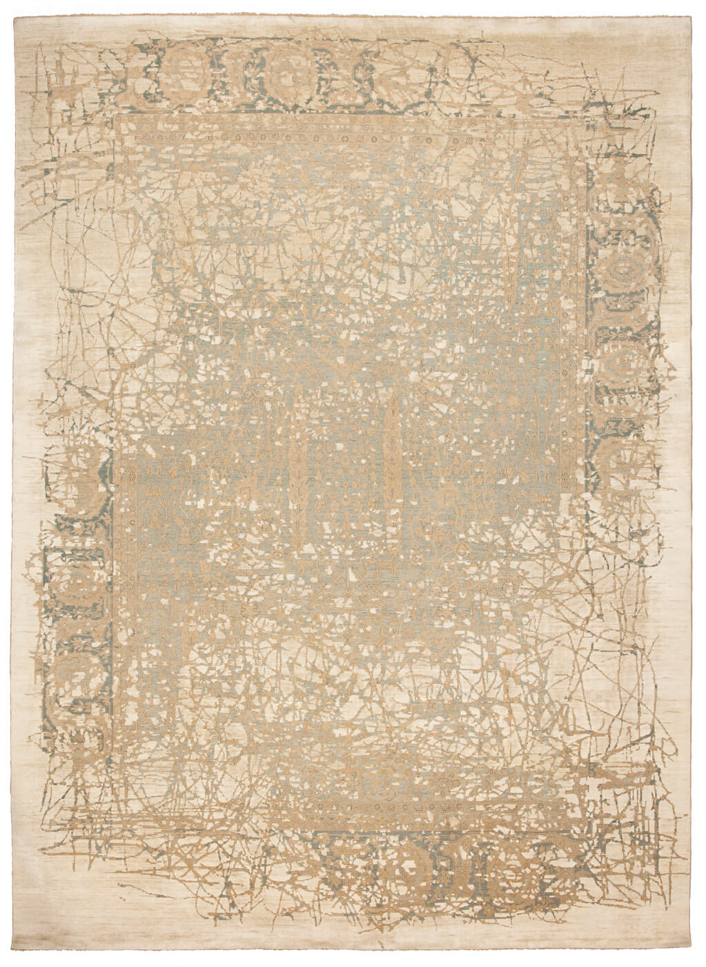 Tabriz wooster pleasure hemelblauw grijs zijde tapijt | Maat: 200 × 300 cm