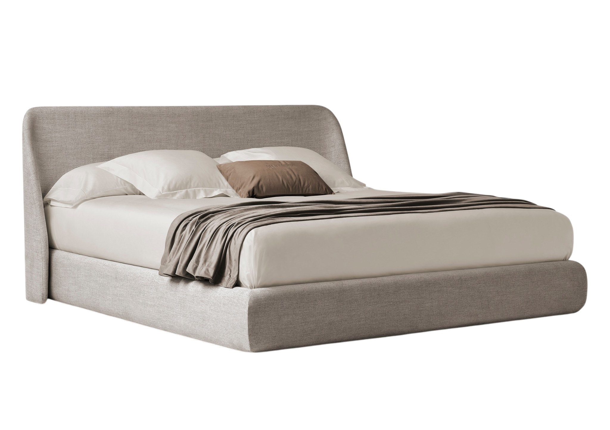 Atlas beige gestoffeerd bed