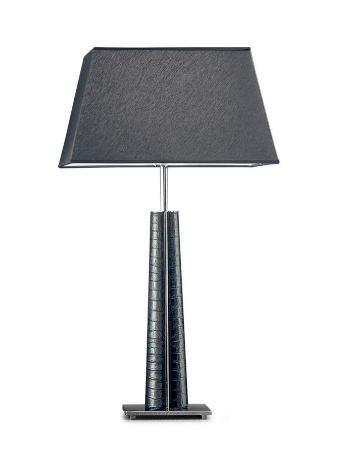 Chroom leer tafellamp