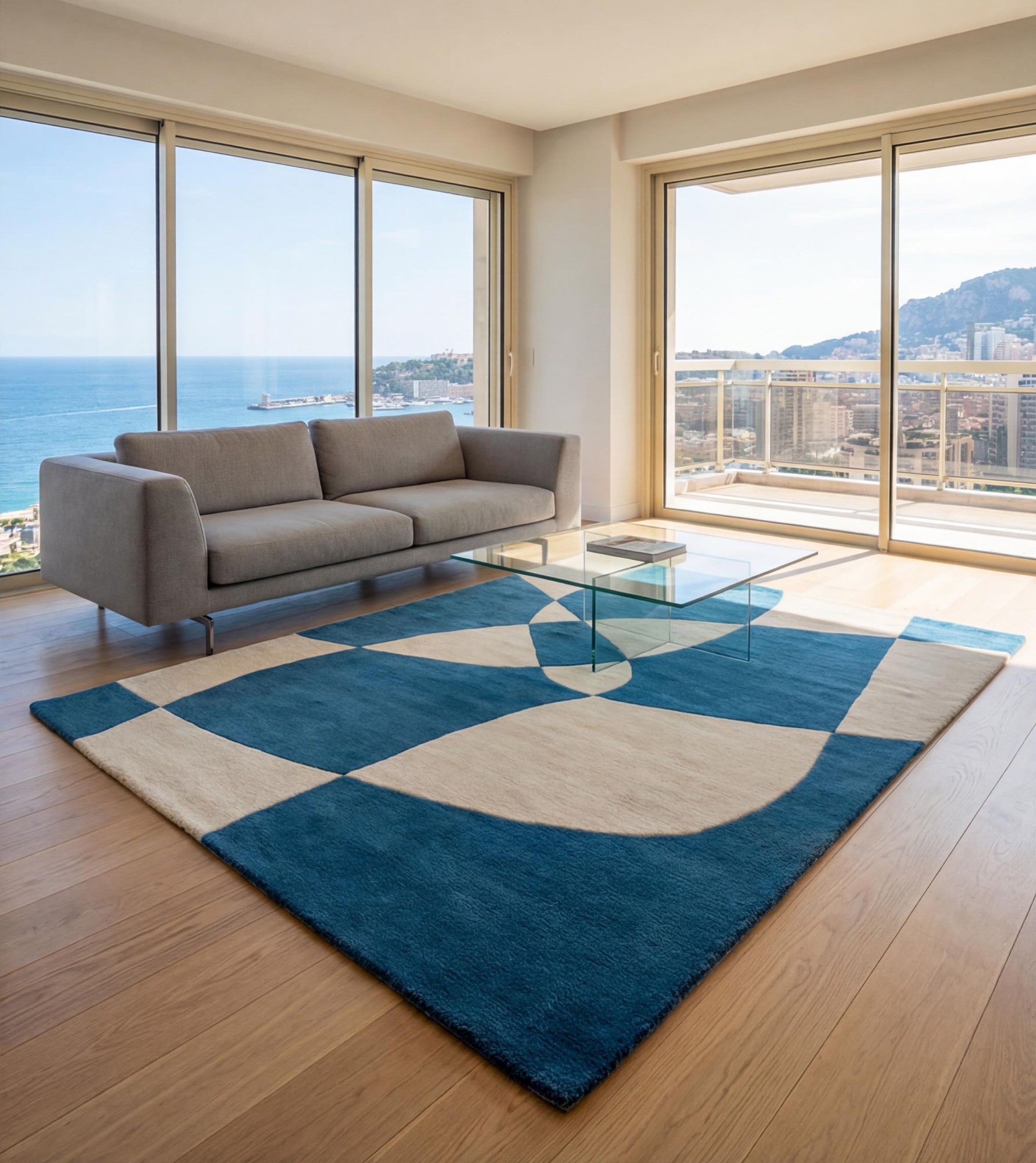 Rotating Forms Blue luxe vloerkleed