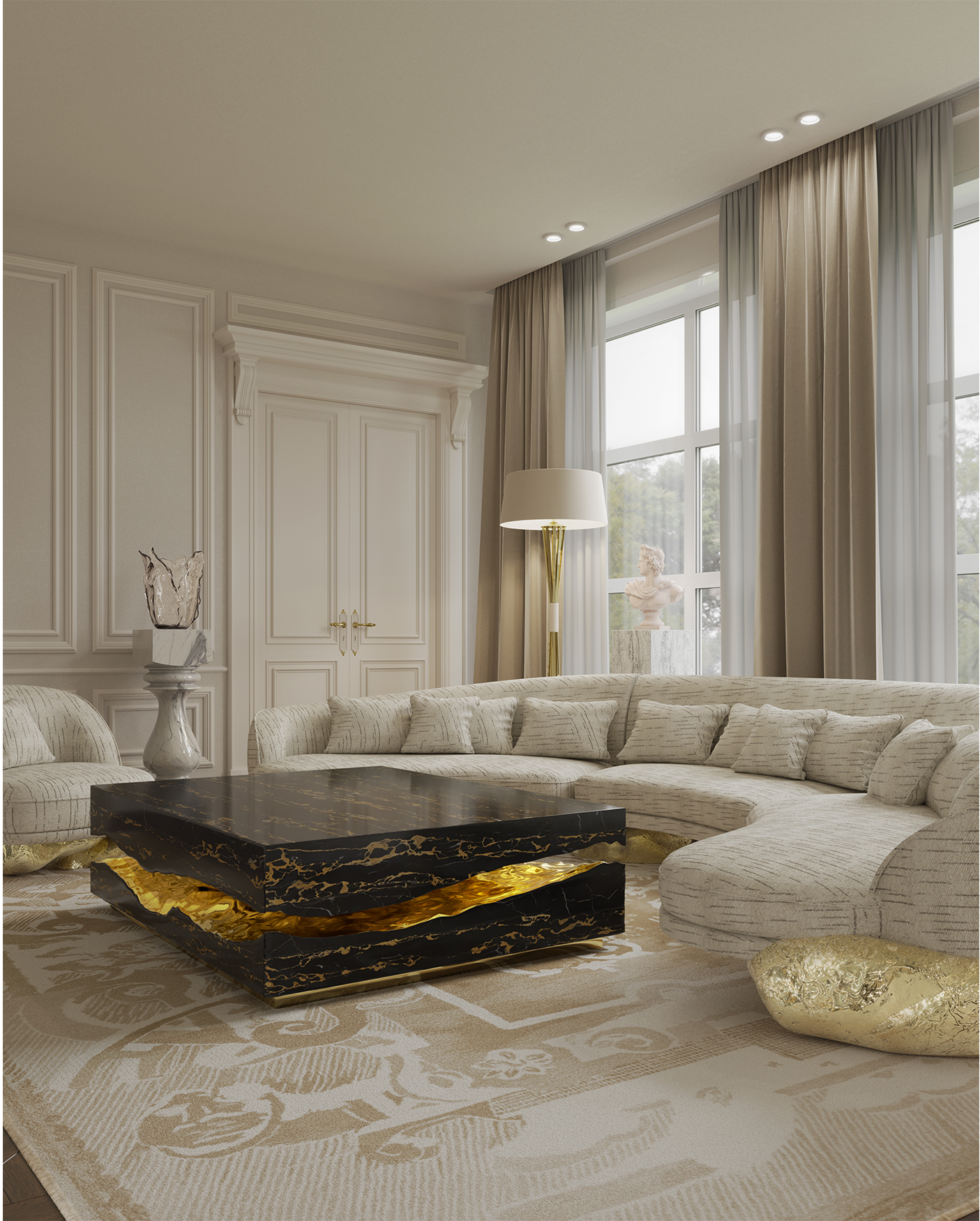 Boulder Portoro marmeren tafel