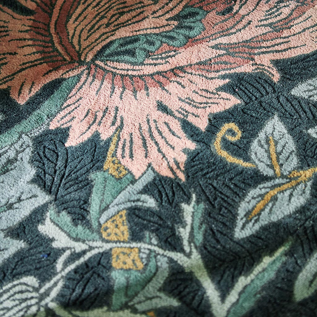 Honeysuckle & Tulip Teal vloerkleed | Maat: 140 × 200 cm