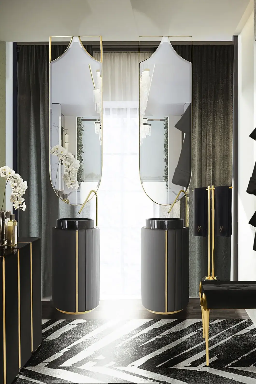 Imperial zwarte zuil wastafel