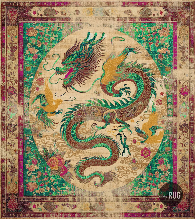 Samurai Green Purple tapijt | Maat: 200 × 300 cm