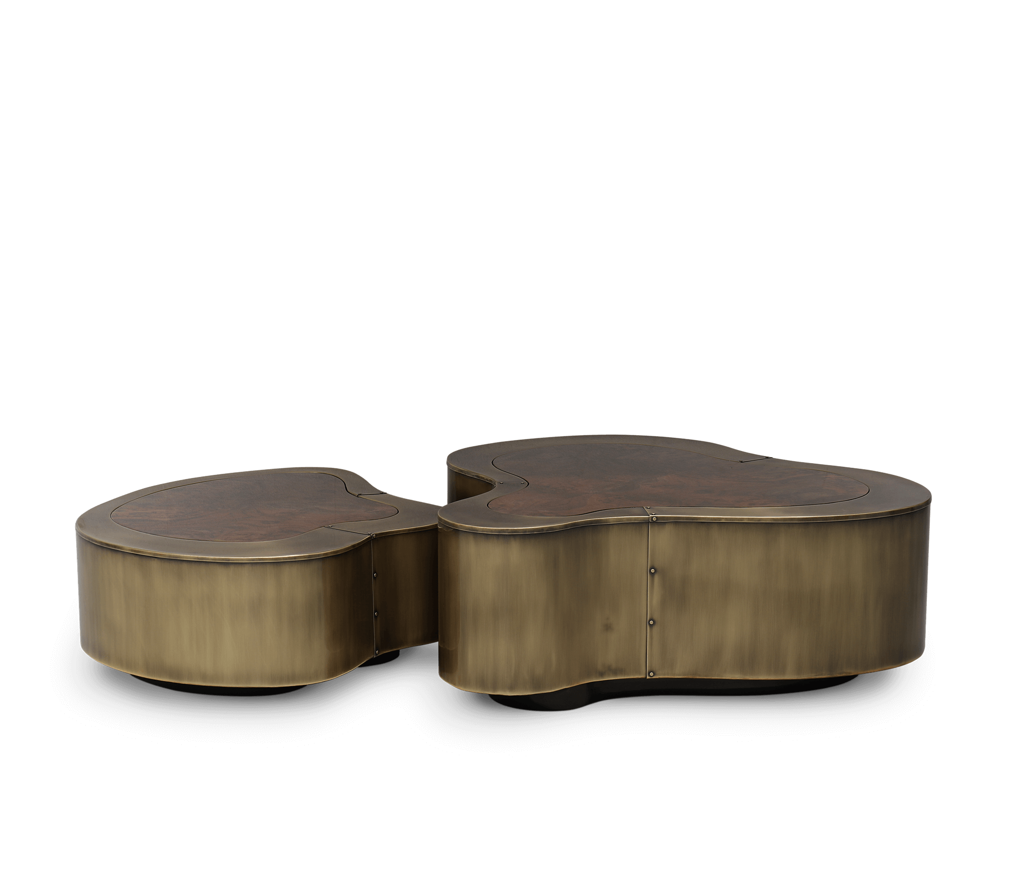 Crest patina en walnotenhout salontafelset