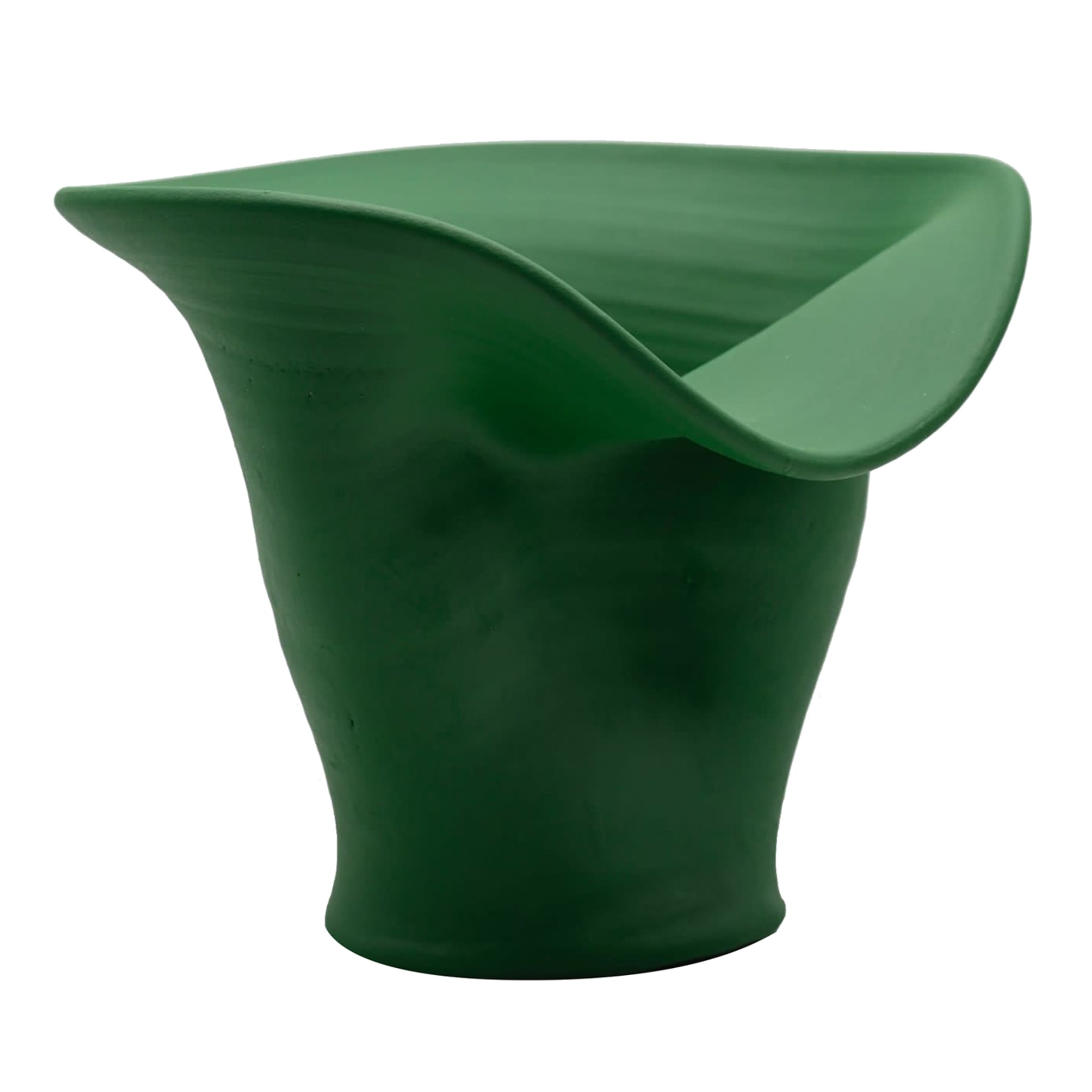 Groene handgebeeldhouwde vaas
