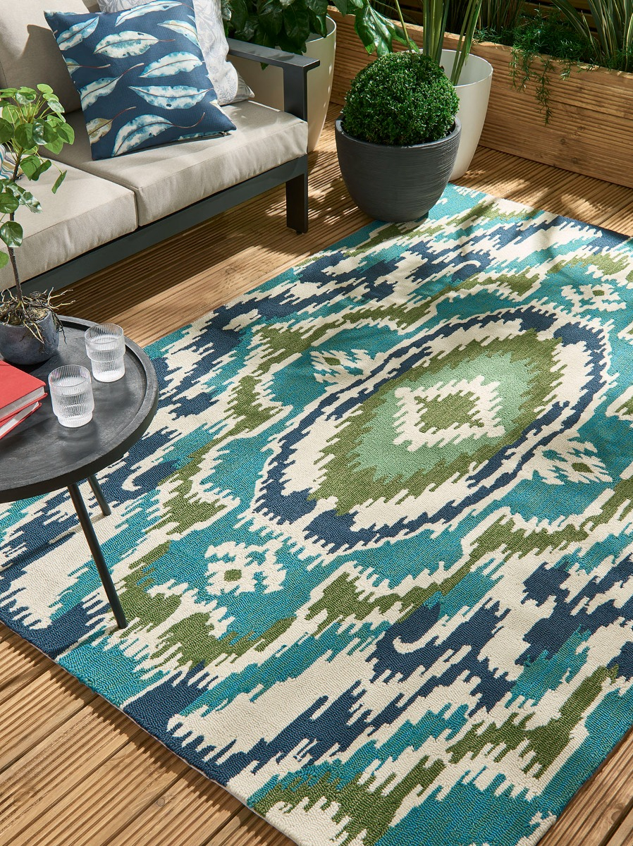 Ixora emera/palm/chartr outdoor tapijt | Maat: 140 × 200 cm