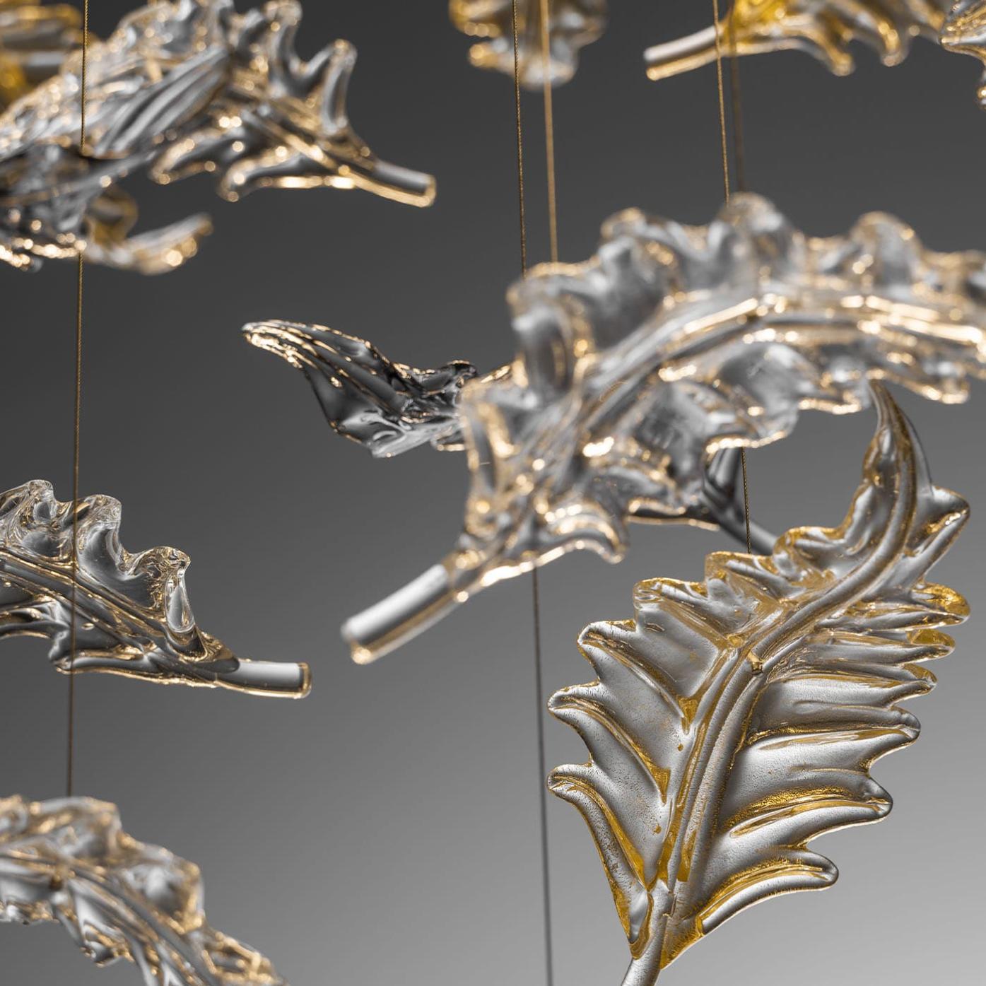 Murano Blad Glas Kroonluchter met Roestvrij Stalen Reflector