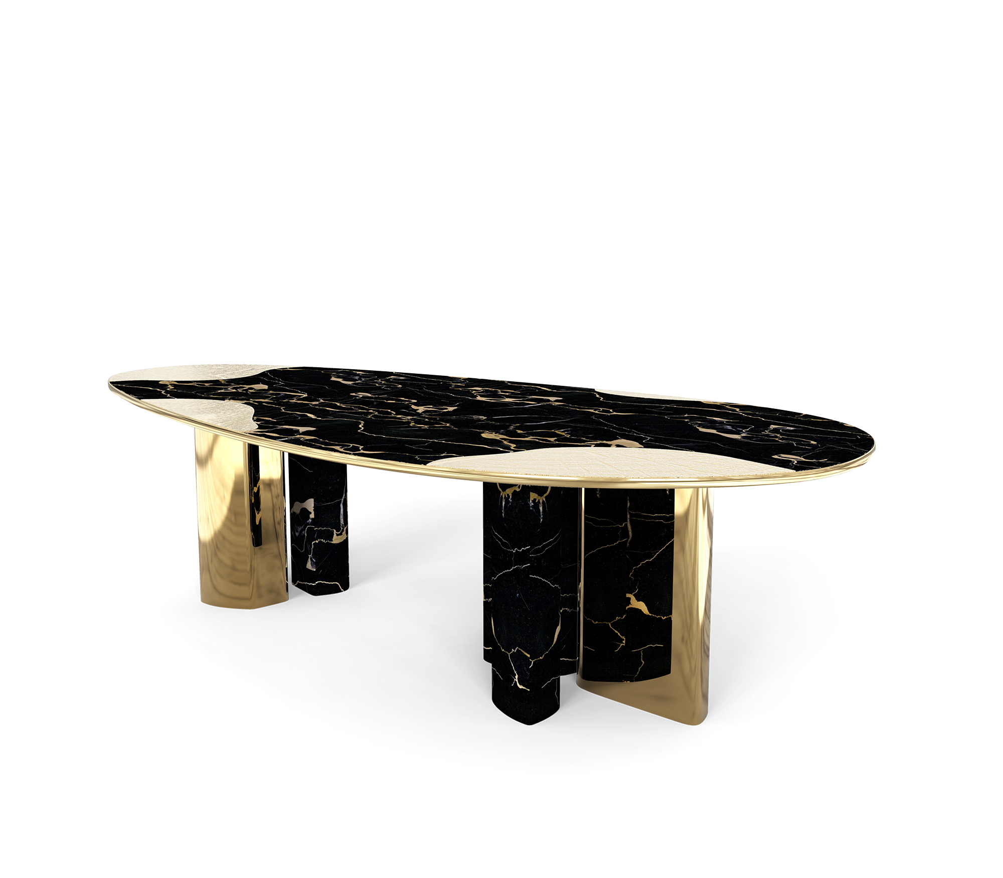Athena Portoro marmer en gouden eettafel