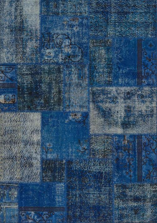 Donkerblauw patchwork tapijt | Maat: 275 × 365 cm