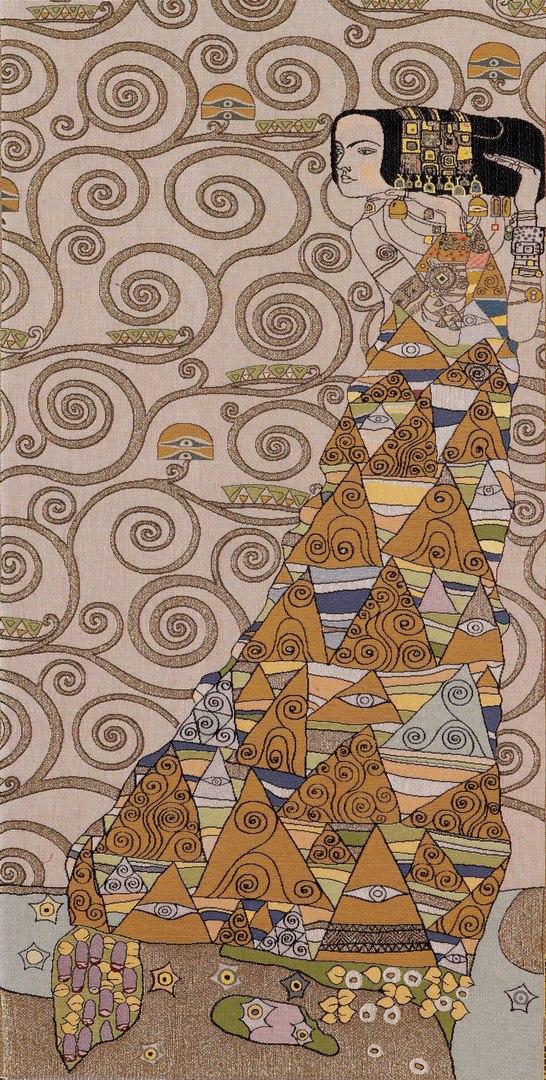 Lady van Klimt beige rechter wandtapijt | Maat: 50 × 100 cm