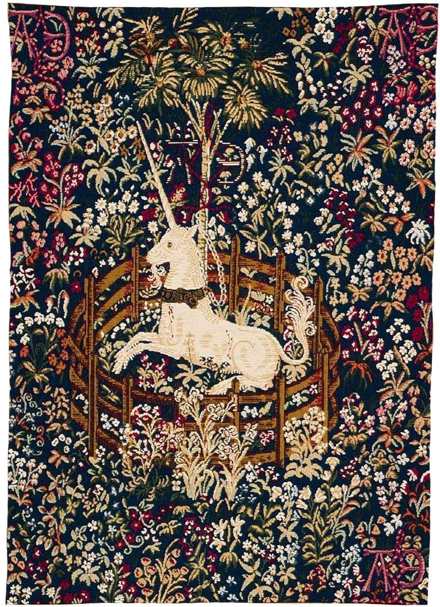Captive Blue Unicorn wandtapijt zonder rand