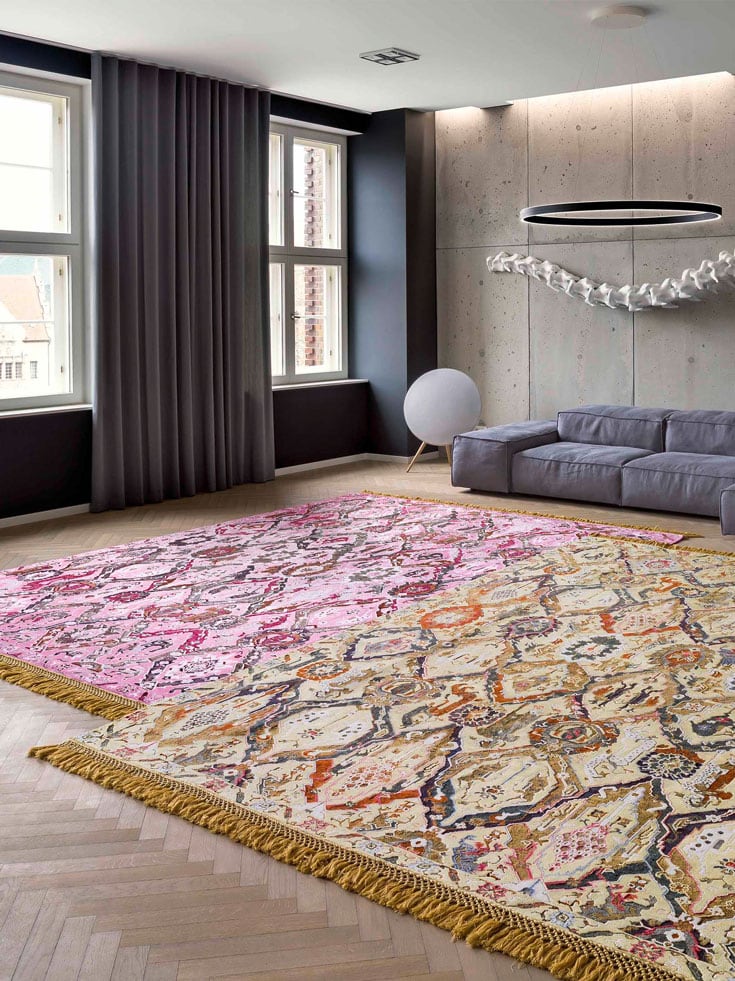 KavaBagh roze handgemaakte luxe vloerkleed