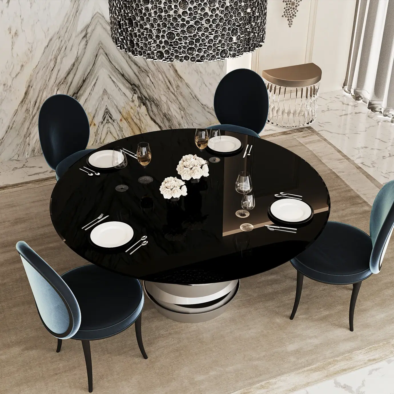 Mistral stoffen rugleuning eetstoel - 3