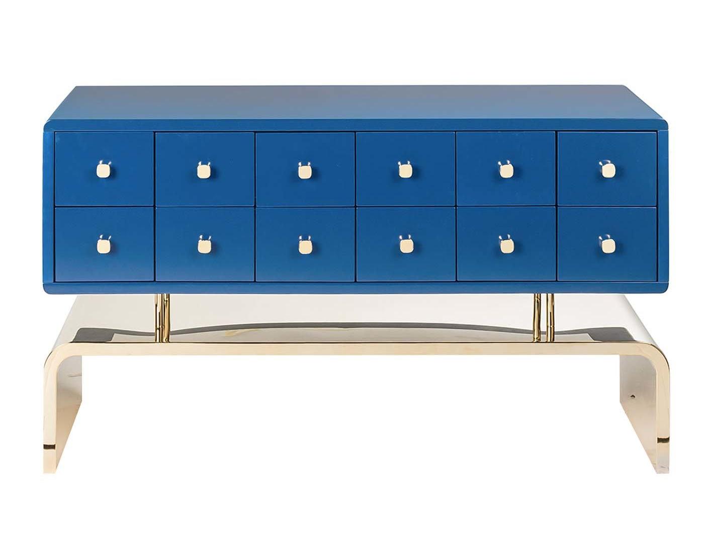 Auspicious blauwe gestoffeerde kast