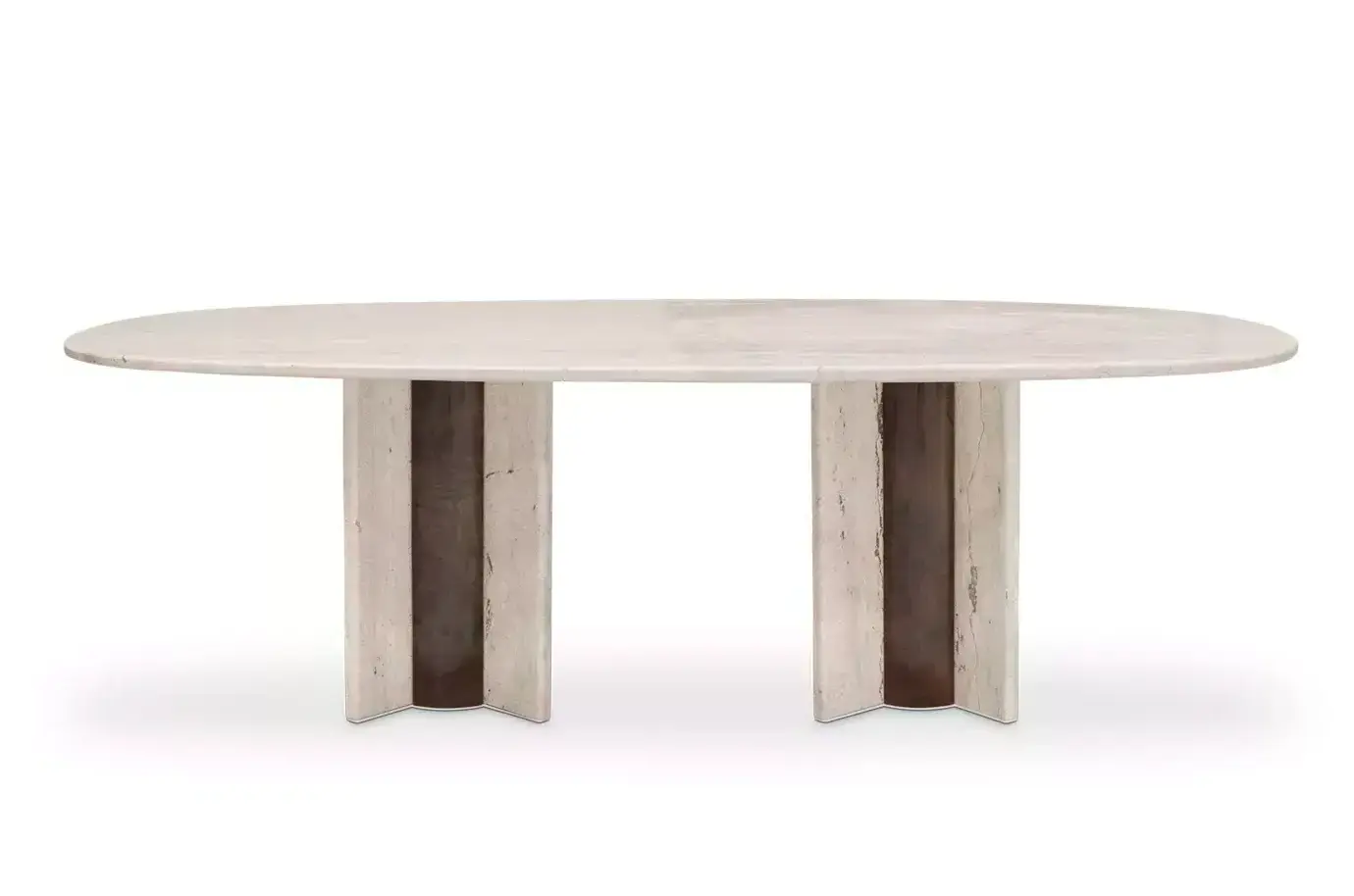Parisienne travertijn marmer ovale eettafel