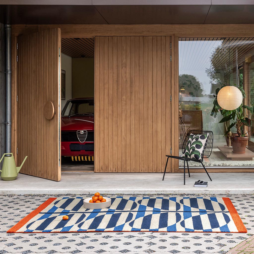 Stripy stem azuur outdoor tapijt | Maat: 140 × 200 cm