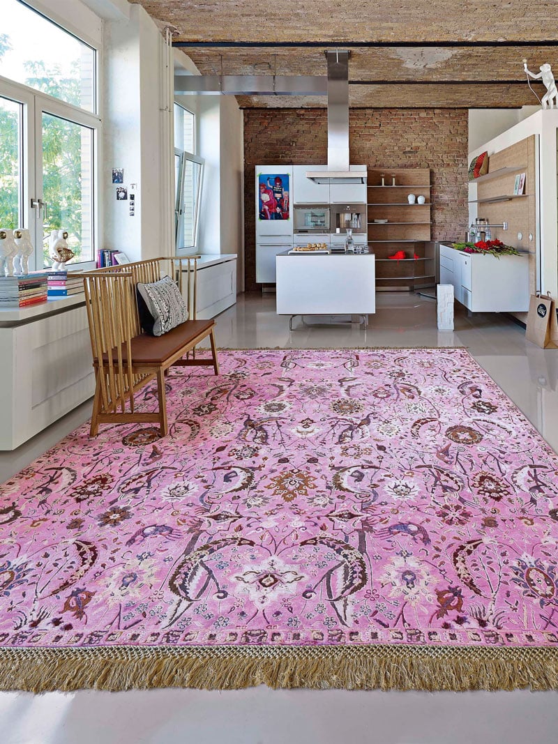 Kerman roze handgemaakte luxe vloerkleed