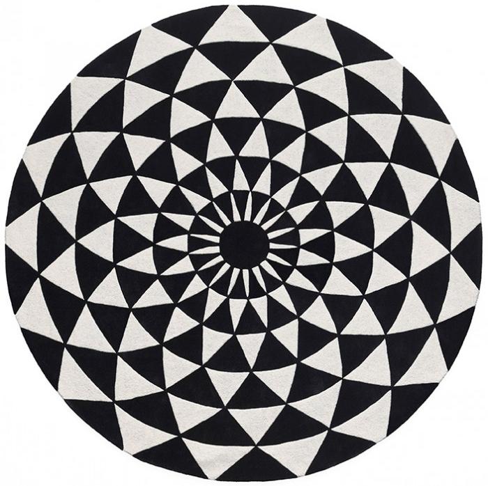 Black & White rond vloerkleed