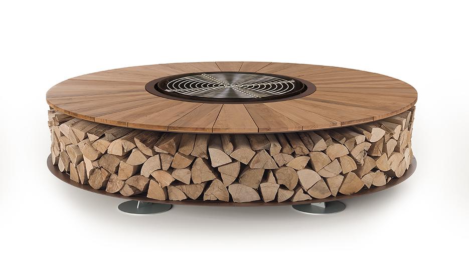 Zero houten vuurschaal | Afwerking: Kastanjehout | Afmetingen: Ø 200 cm