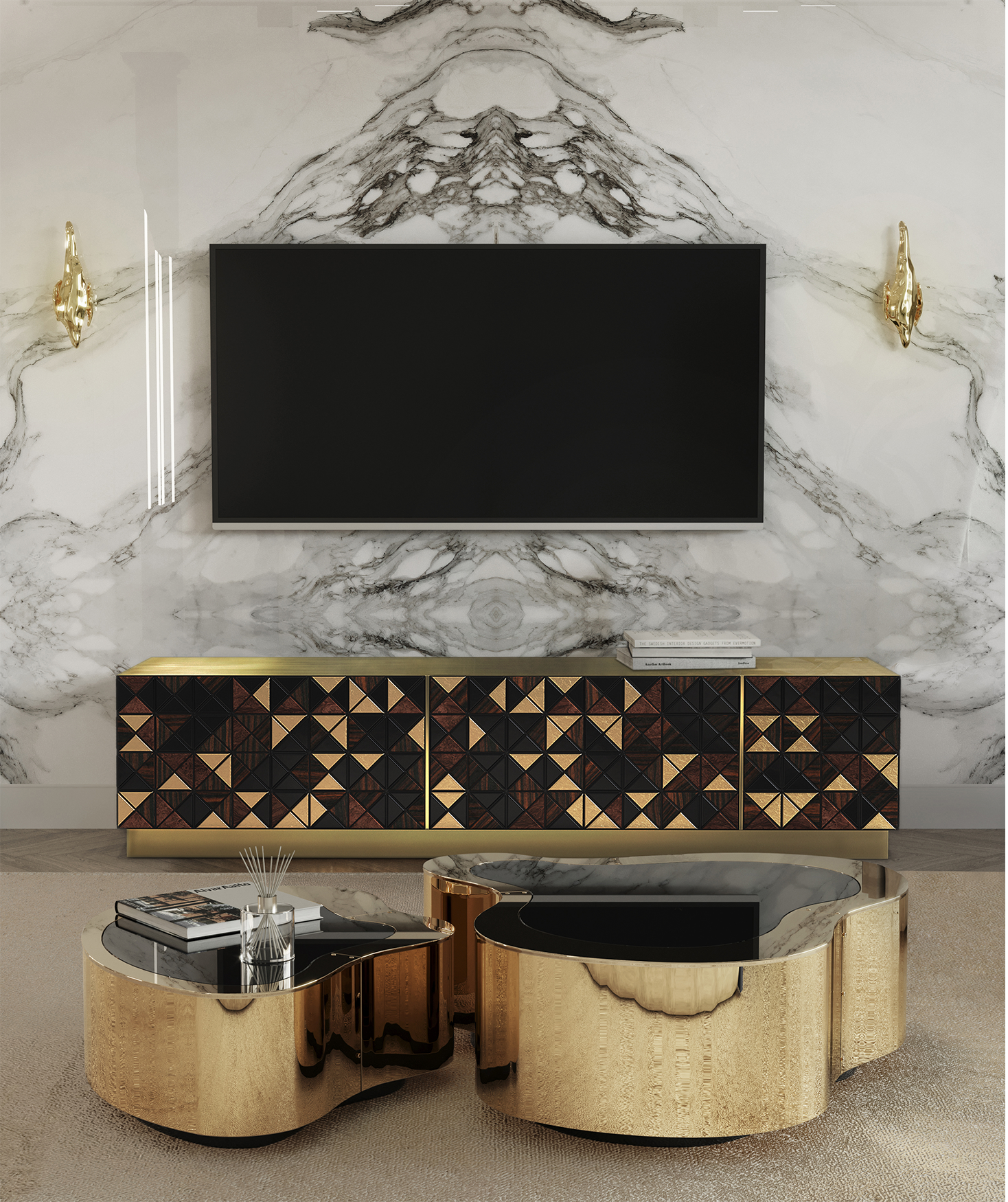 Mosaic walnoten tv-kast
