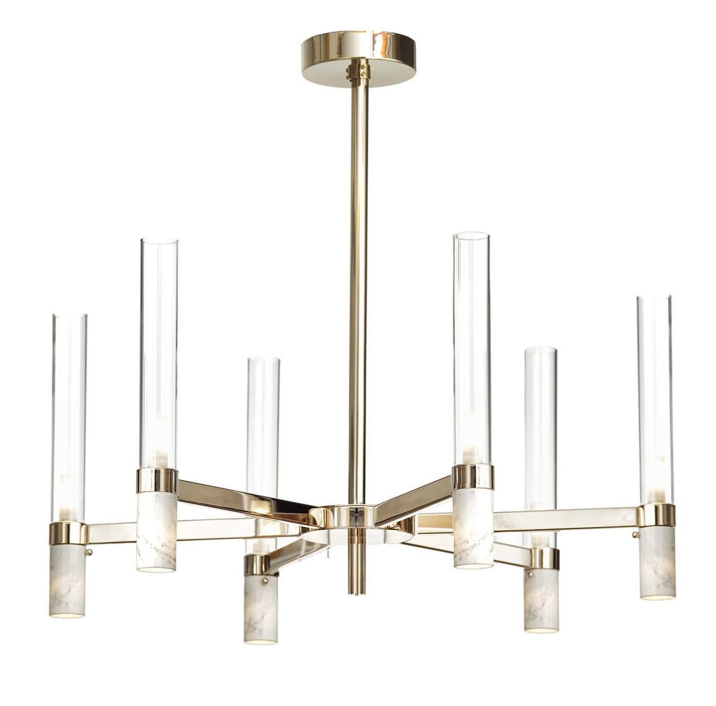 Carrara Marmer Kroonluchter met Gouden Afwerking