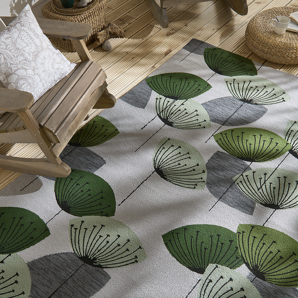 Dand. clocks bot. groen outdoor tapijt | Maat: 250 × 350 cm
