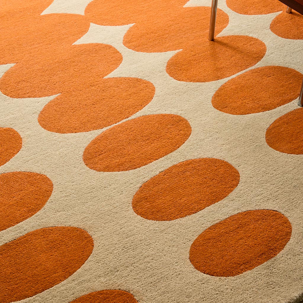 Optical Oval Orange/Sand vloerkleed | Maat: 120 × 180 cm